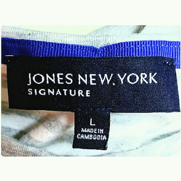 Jones New York Striped Crew Neck Top Size Large - Picture 3 of 3